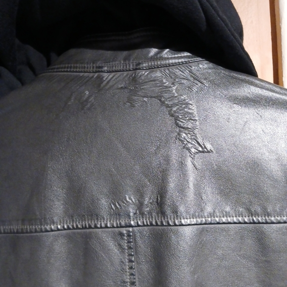 Express Men's Leather Motorcycle Jacket w/Hoodie Insert. Size L - Picture 5 of 16